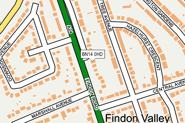 BN14 0HD map - OS OpenMap – Local (Ordnance Survey)