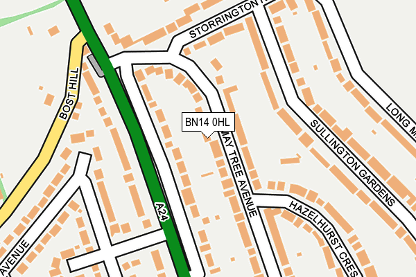 BN14 0HL map - OS OpenMap – Local (Ordnance Survey)
