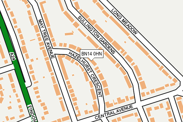 BN14 0HN map - OS OpenMap – Local (Ordnance Survey)