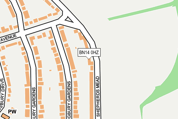 BN14 0HZ map - OS OpenMap – Local (Ordnance Survey)