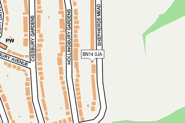 BN14 0JA map - OS OpenMap – Local (Ordnance Survey)