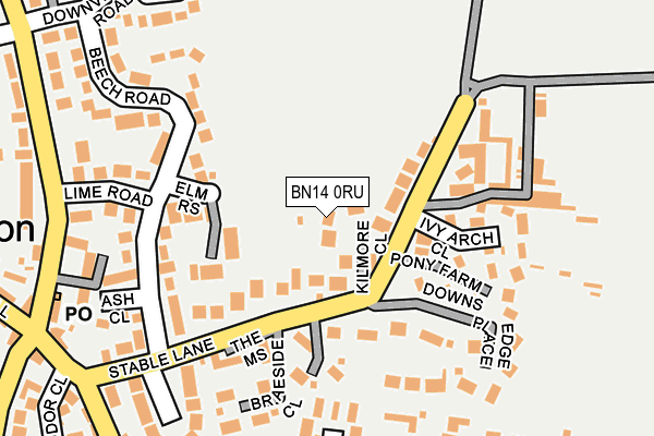 BN14 0RU map - OS OpenMap – Local (Ordnance Survey)