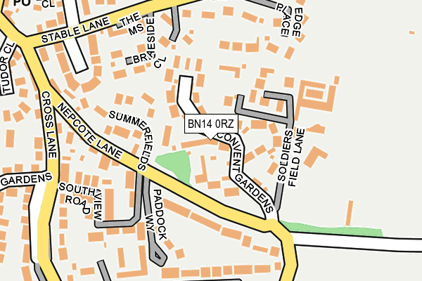 BN14 0RZ map - OS OpenMap – Local (Ordnance Survey)
