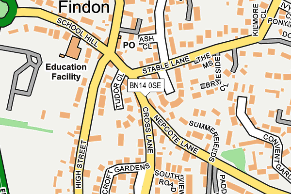 BN14 0SE map - OS OpenMap – Local (Ordnance Survey)