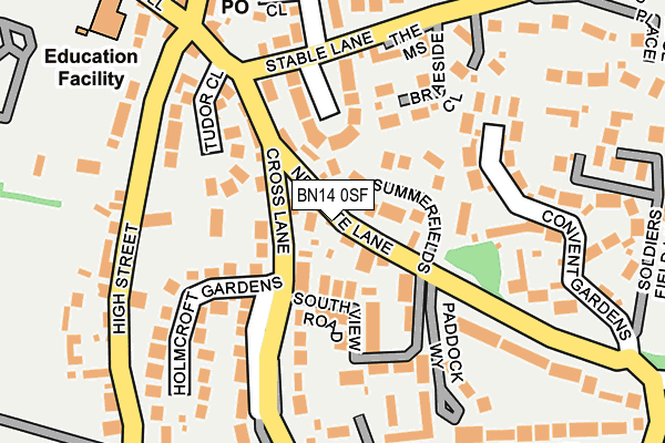 BN14 0SF map - OS OpenMap – Local (Ordnance Survey)