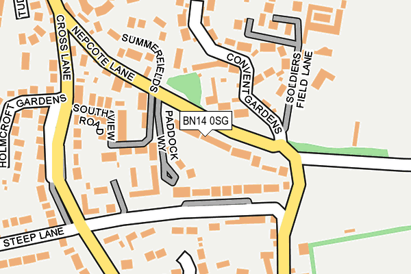 BN14 0SG map - OS OpenMap – Local (Ordnance Survey)