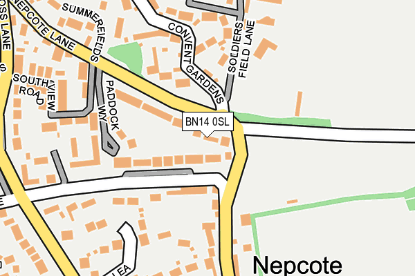 BN14 0SL map - OS OpenMap – Local (Ordnance Survey)
