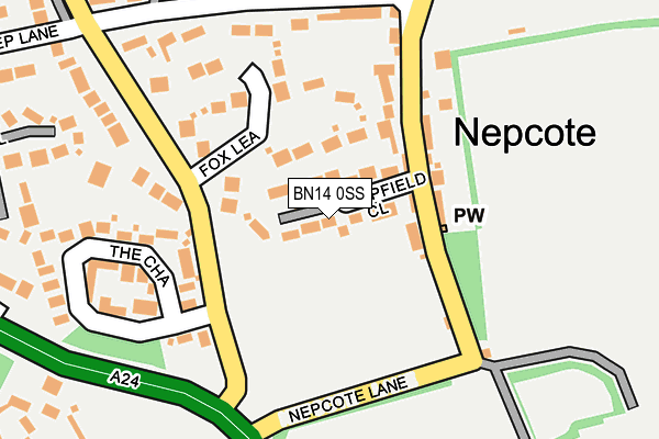 BN14 0SS map - OS OpenMap – Local (Ordnance Survey)
