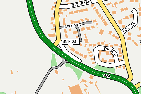 BN14 0ST map - OS OpenMap – Local (Ordnance Survey)