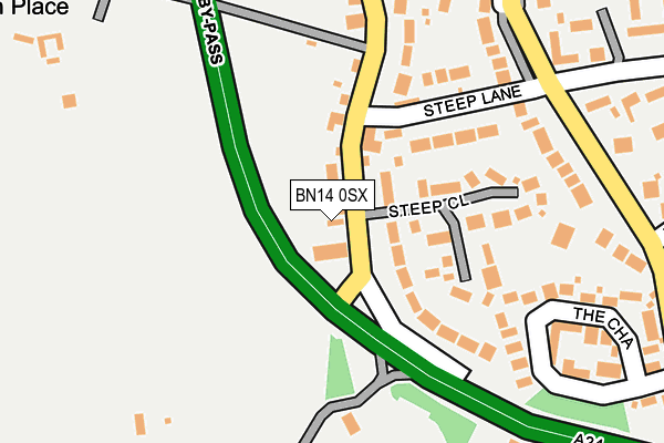 BN14 0SX map - OS OpenMap – Local (Ordnance Survey)