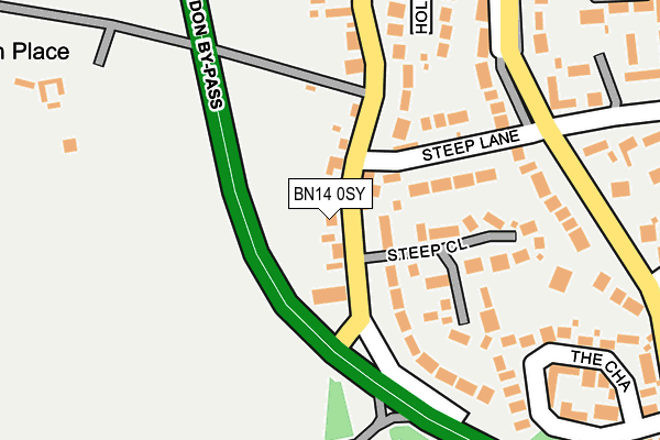 BN14 0SY map - OS OpenMap – Local (Ordnance Survey)