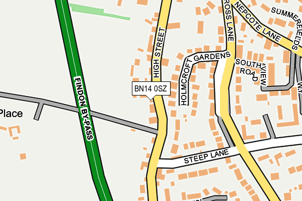 BN14 0SZ map - OS OpenMap – Local (Ordnance Survey)