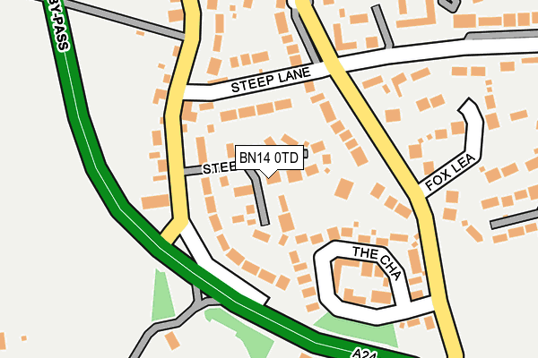 BN14 0TD map - OS OpenMap – Local (Ordnance Survey)