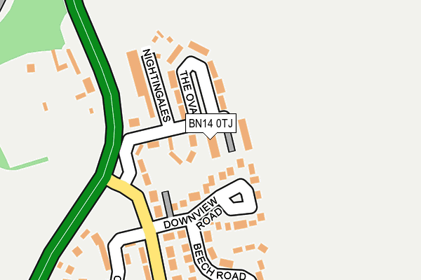 BN14 0TJ map - OS OpenMap – Local (Ordnance Survey)