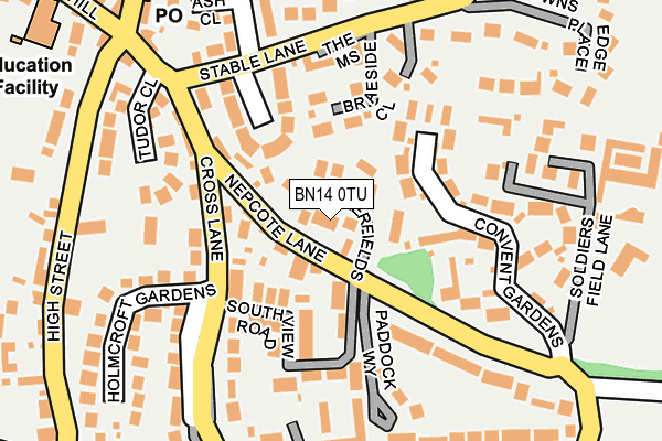 BN14 0TU map - OS OpenMap – Local (Ordnance Survey)