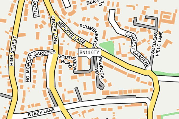 BN14 0TY map - OS OpenMap – Local (Ordnance Survey)