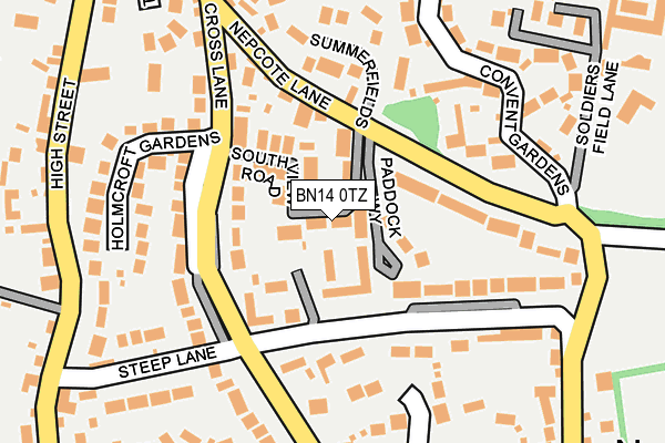BN14 0TZ map - OS OpenMap – Local (Ordnance Survey)