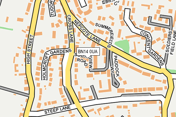 BN14 0UA map - OS OpenMap – Local (Ordnance Survey)