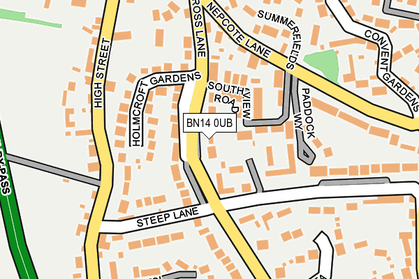 BN14 0UB map - OS OpenMap – Local (Ordnance Survey)