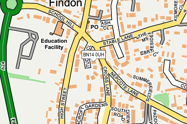 BN14 0UH map - OS OpenMap – Local (Ordnance Survey)