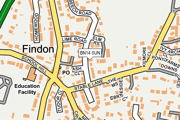 BN14 0UN map - OS OpenMap – Local (Ordnance Survey)