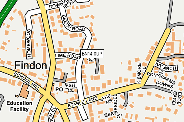 BN14 0UP map - OS OpenMap – Local (Ordnance Survey)
