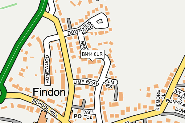 BN14 0UR map - OS OpenMap – Local (Ordnance Survey)