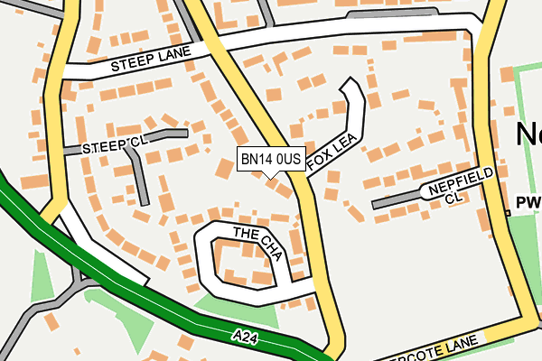 BN14 0US map - OS OpenMap – Local (Ordnance Survey)