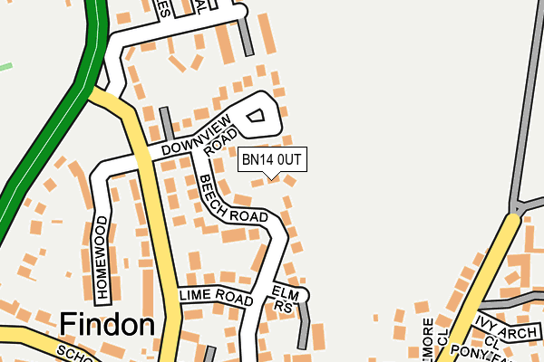 BN14 0UT map - OS OpenMap – Local (Ordnance Survey)