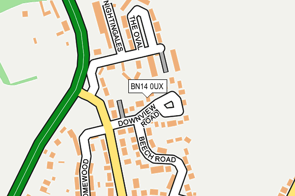BN14 0UX map - OS OpenMap – Local (Ordnance Survey)