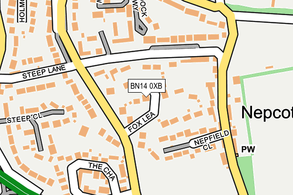 BN14 0XB map - OS OpenMap – Local (Ordnance Survey)