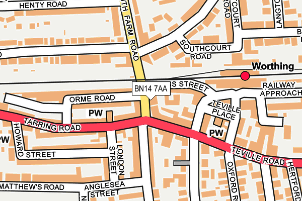 BN14 7AA map - OS OpenMap – Local (Ordnance Survey)