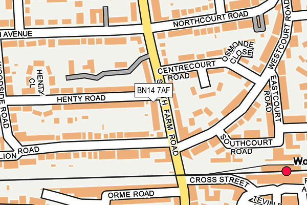 BN14 7AF map - OS OpenMap – Local (Ordnance Survey)