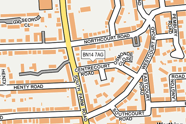 BN14 7AG map - OS OpenMap – Local (Ordnance Survey)
