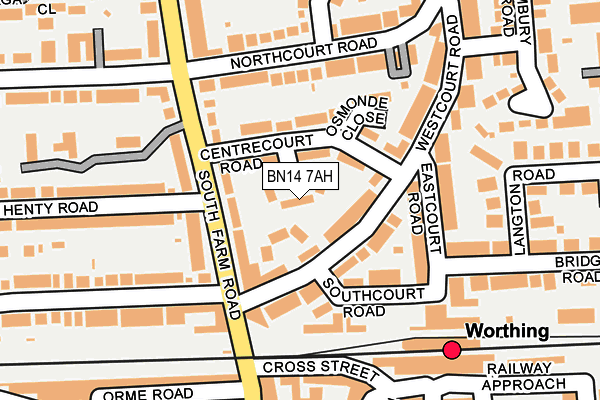 BN14 7AH map - OS OpenMap – Local (Ordnance Survey)