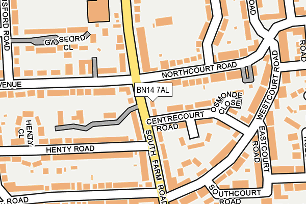 BN14 7AL map - OS OpenMap – Local (Ordnance Survey)