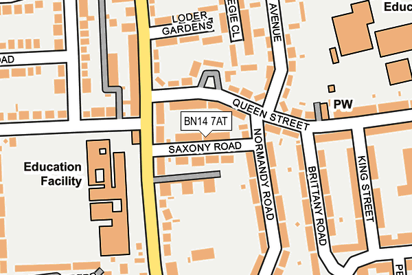 BN14 7AT map - OS OpenMap – Local (Ordnance Survey)