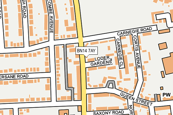 BN14 7AY map - OS OpenMap – Local (Ordnance Survey)