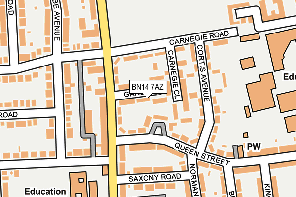 BN14 7AZ map - OS OpenMap – Local (Ordnance Survey)