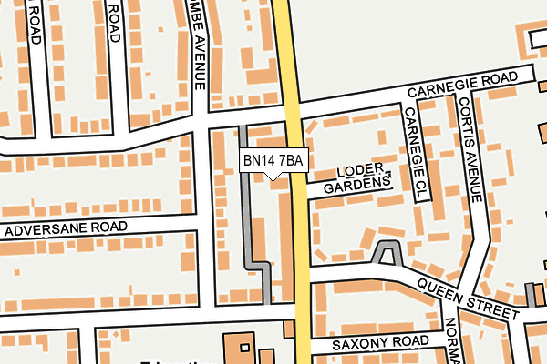 BN14 7BA map - OS OpenMap – Local (Ordnance Survey)