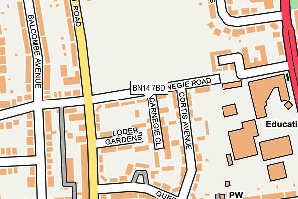 BN14 7BD map - OS OpenMap – Local (Ordnance Survey)