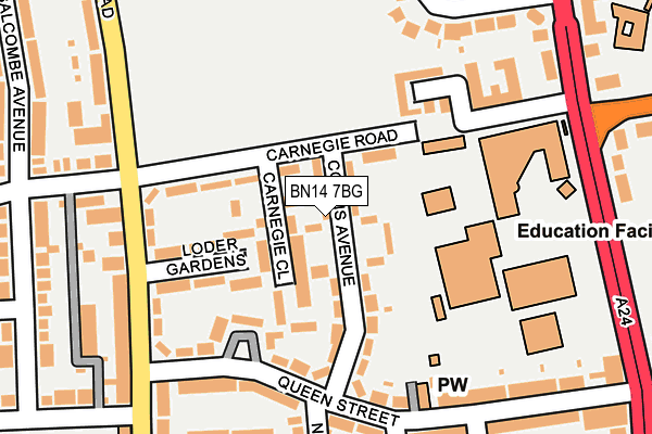 BN14 7BG map - OS OpenMap – Local (Ordnance Survey)