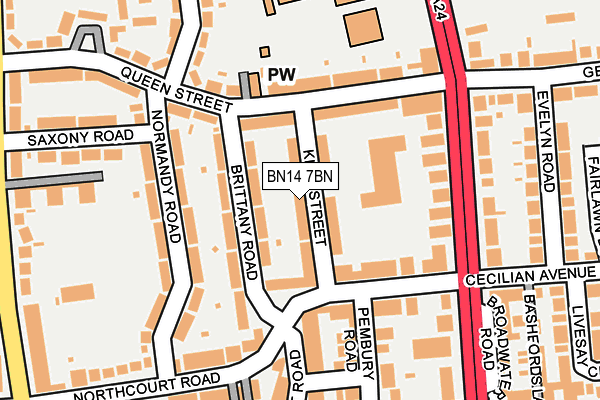 BN14 7BN map - OS OpenMap – Local (Ordnance Survey)