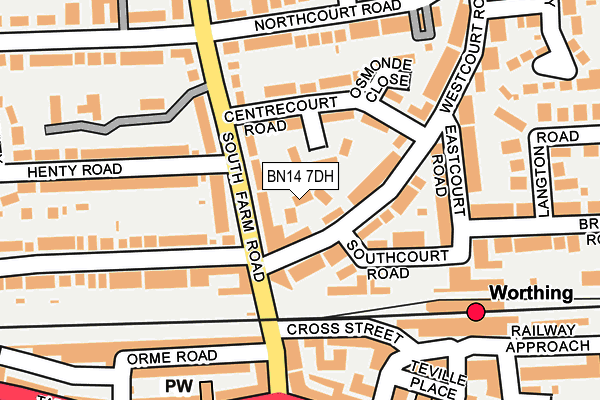 BN14 7DH map - OS OpenMap – Local (Ordnance Survey)
