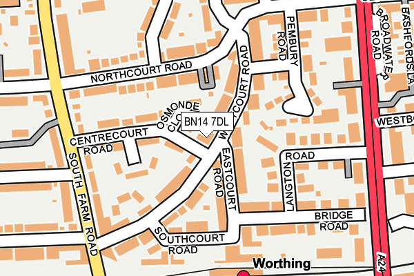 BN14 7DL map - OS OpenMap – Local (Ordnance Survey)