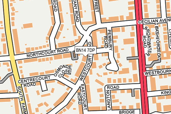 BN14 7DP map - OS OpenMap – Local (Ordnance Survey)
