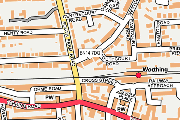 BN14 7DQ map - OS OpenMap – Local (Ordnance Survey)