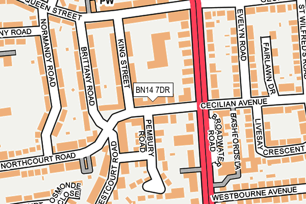 BN14 7DR map - OS OpenMap – Local (Ordnance Survey)