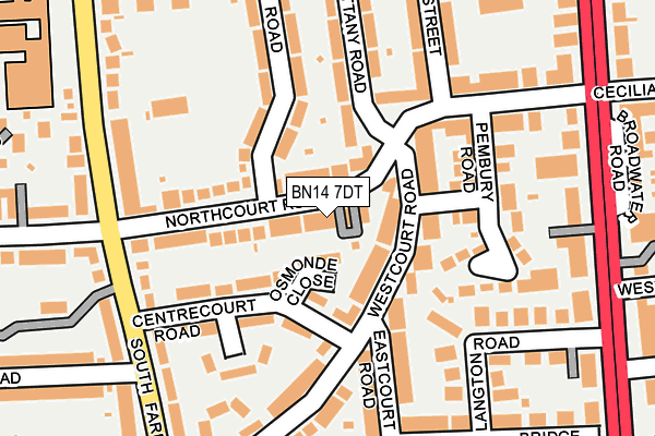 BN14 7DT map - OS OpenMap – Local (Ordnance Survey)