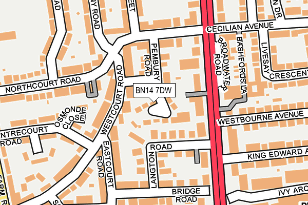 BN14 7DW map - OS OpenMap – Local (Ordnance Survey)
